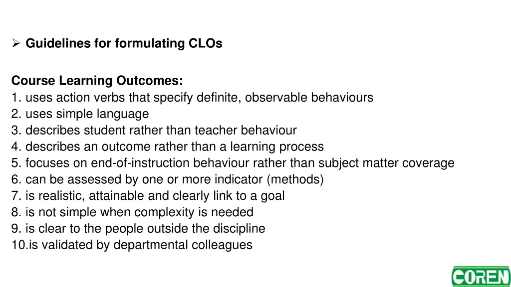 guidelines for formulating clos