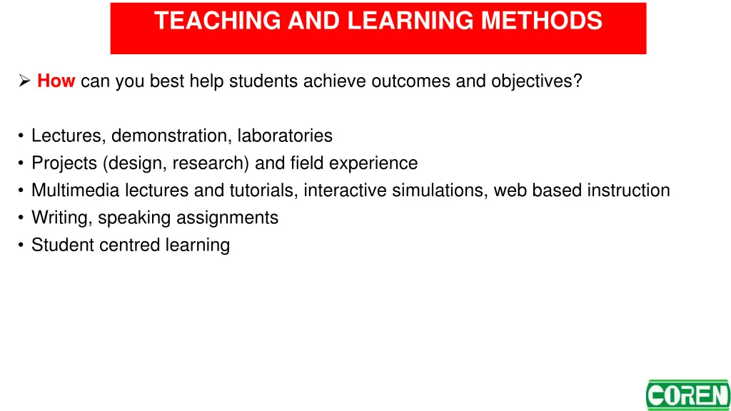 teaching and learning methods