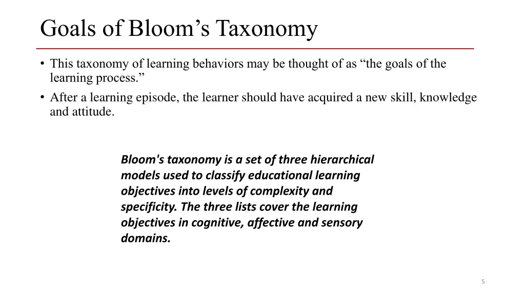 goals of bloom s taxonomy