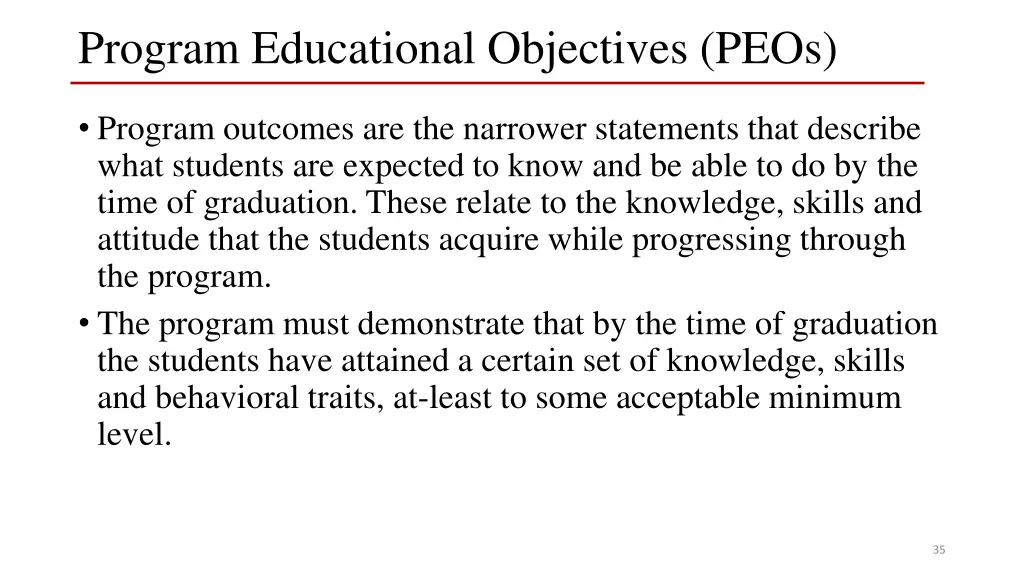 program educational objectives peos 1