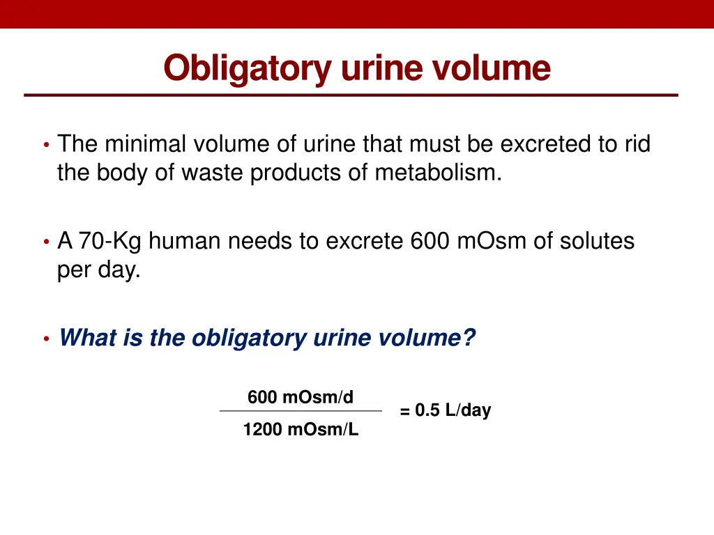 obligatory urine volume