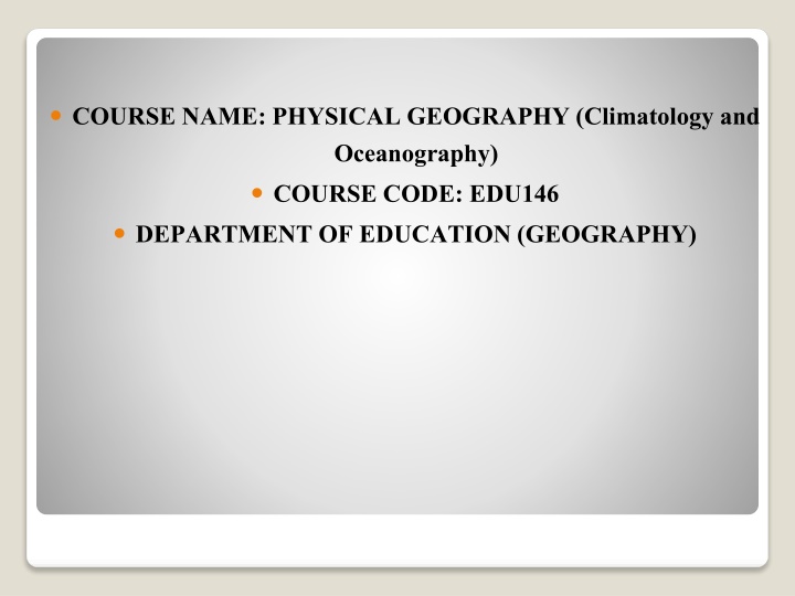 course name physical geography climatology