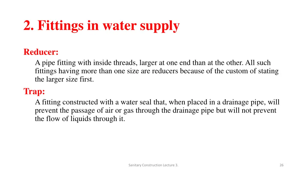 2 fittings in water supply 1