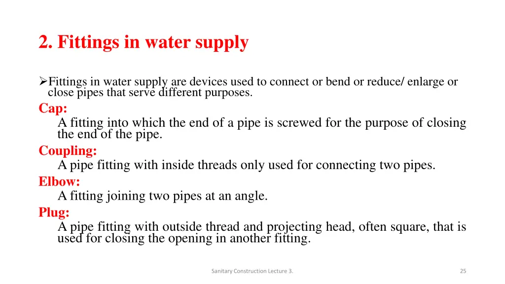 2 fittings in water supply