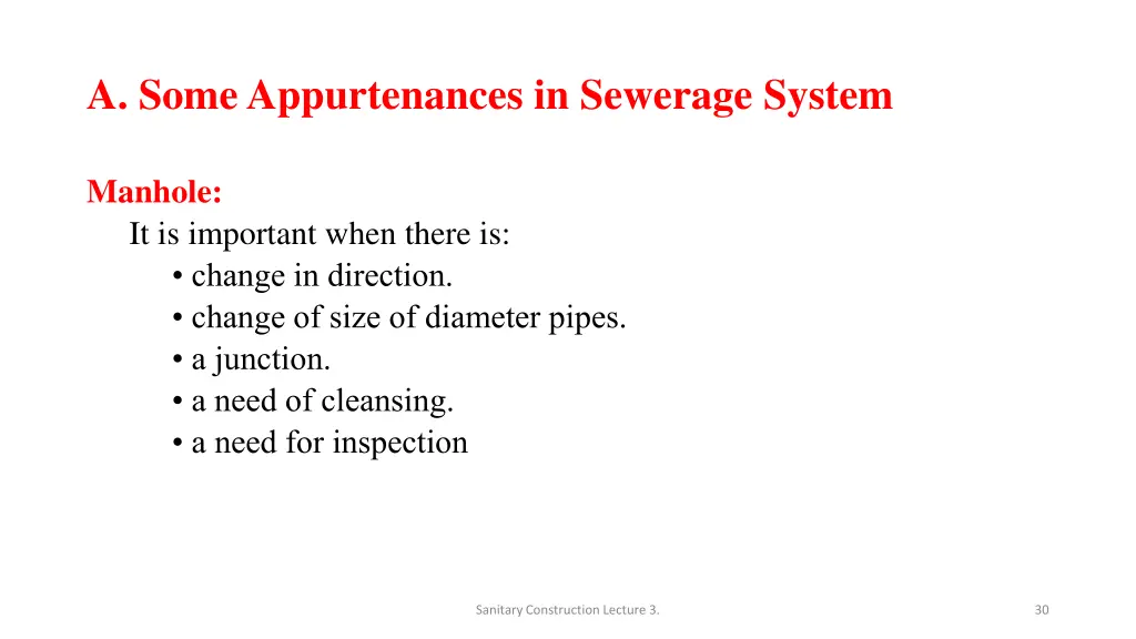 a some appurtenances in sewerage system