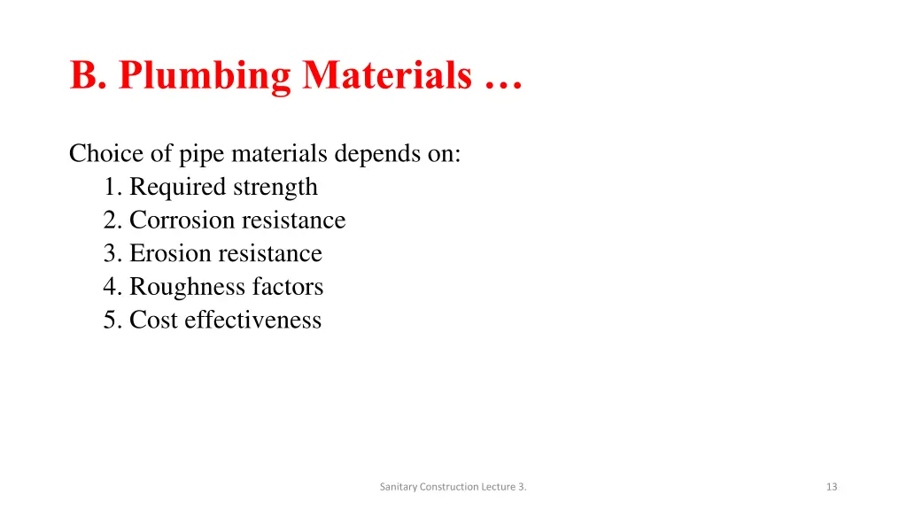 b plumbing materials 1