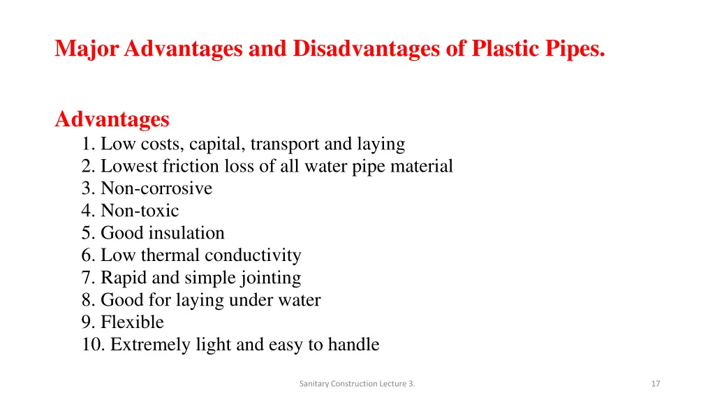 major advantages and disadvantages of plastic