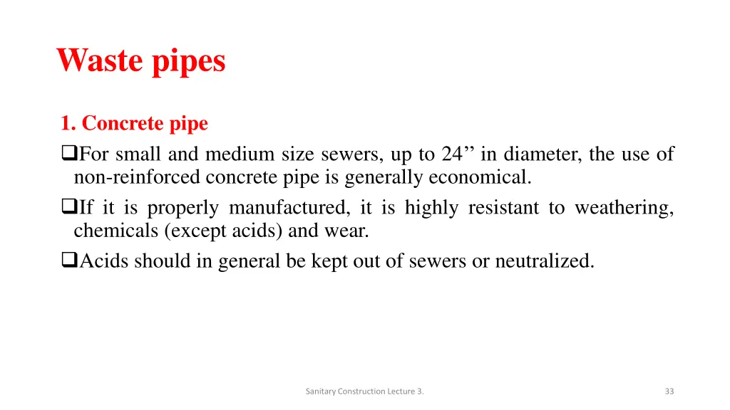 waste pipes