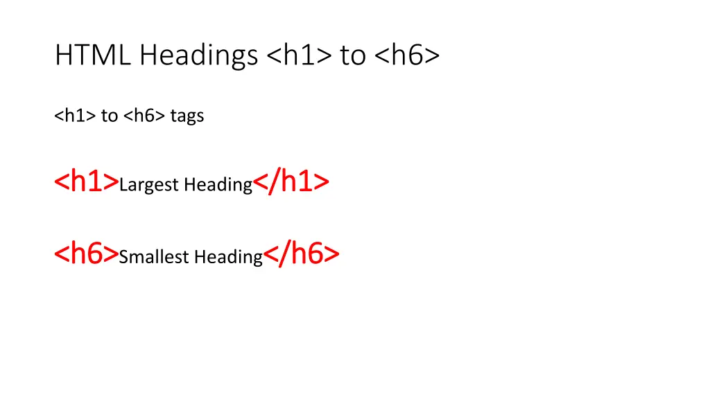 html headings h1 to h6