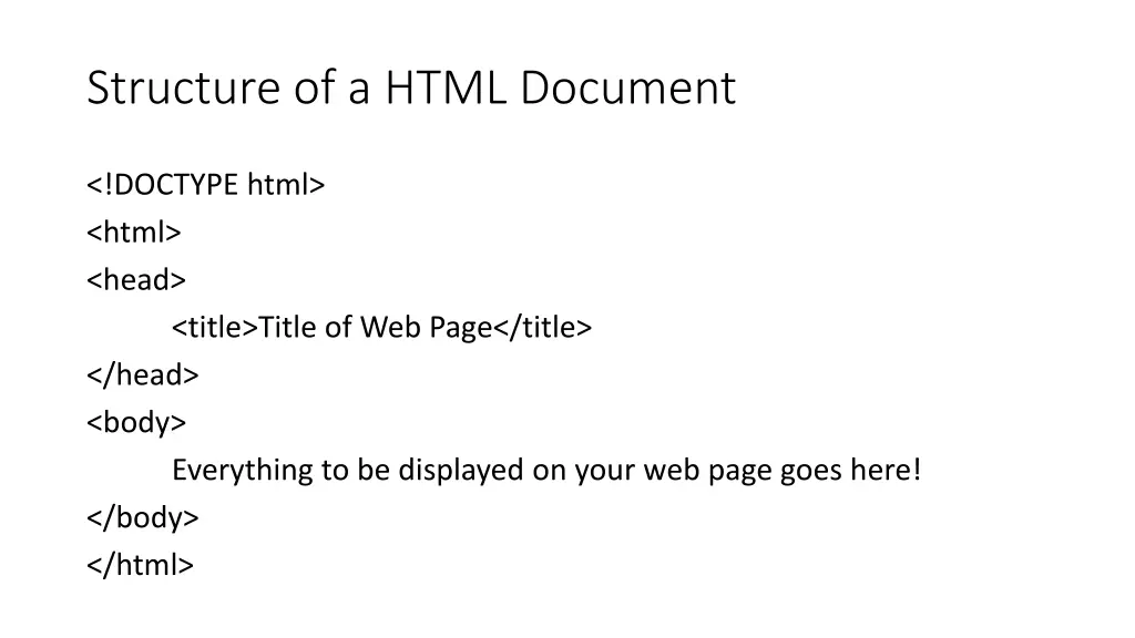 structure of a html document 1