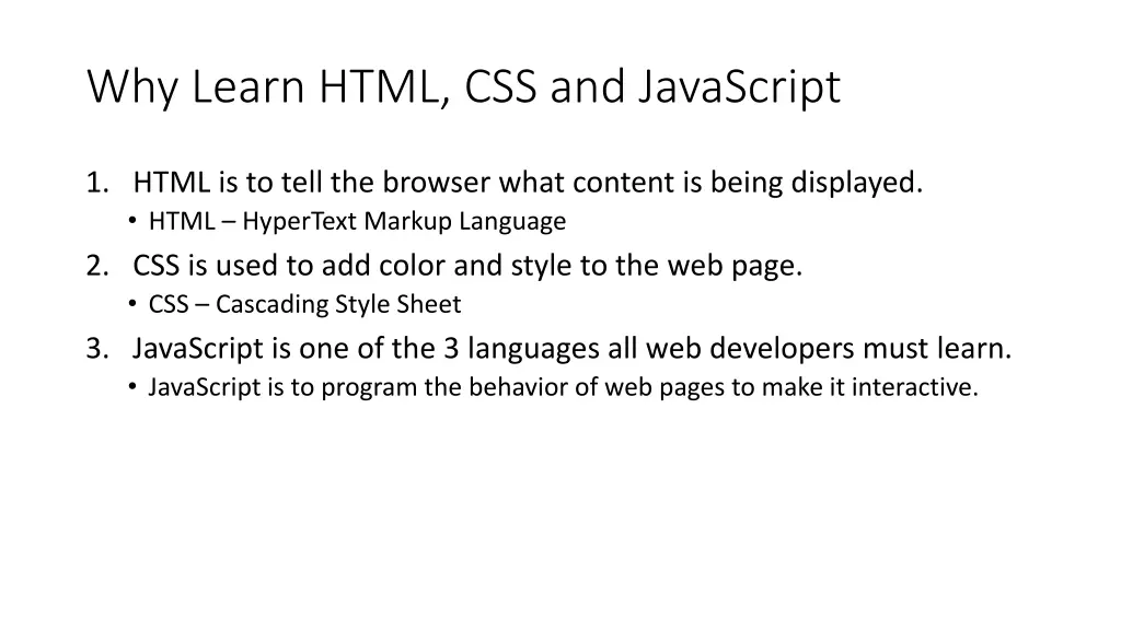 why learn html css and javascript