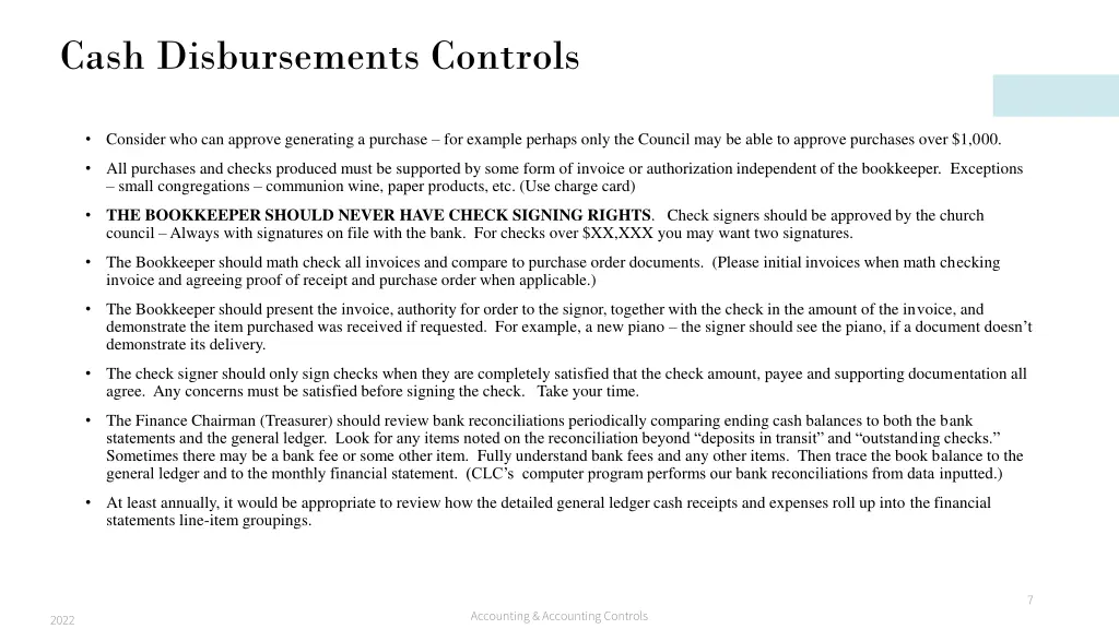 cash disbursements controls