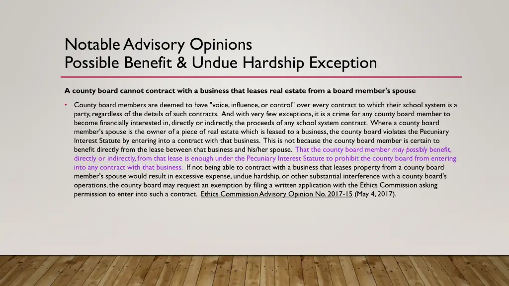 notable advisory opinions possible benefit undue