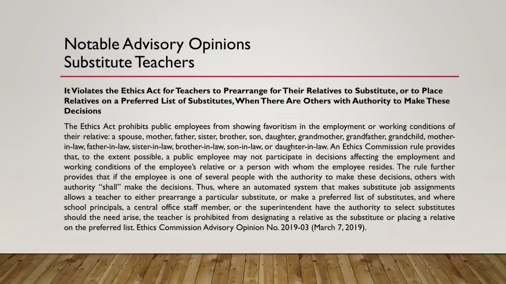 notable advisory opinions substitute teachers