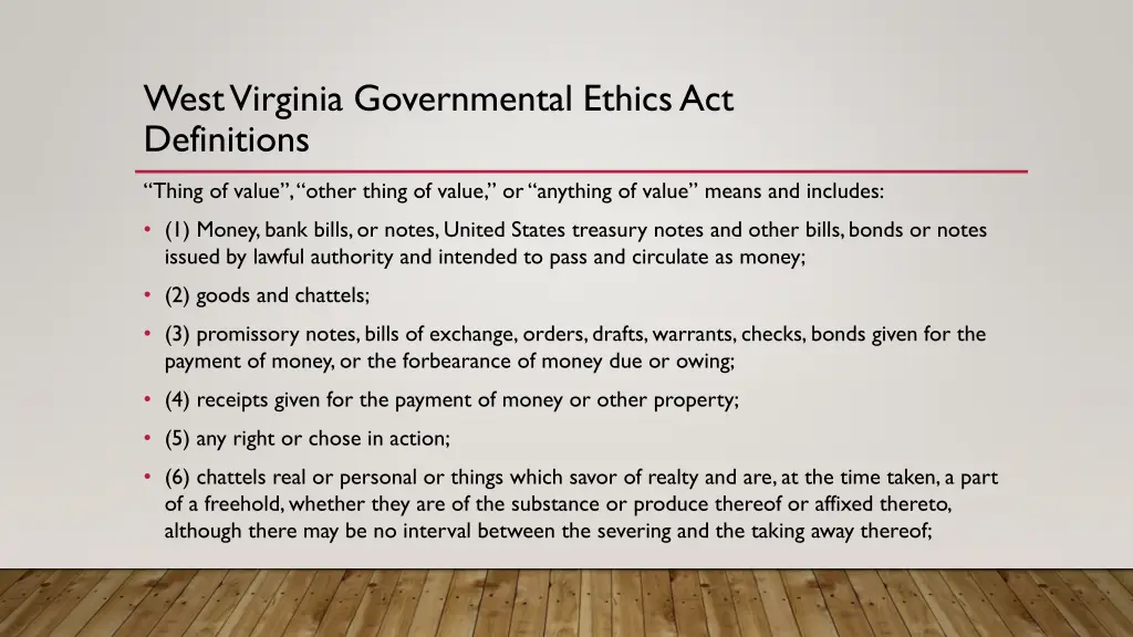 west virginia governmental ethics act definitions 2