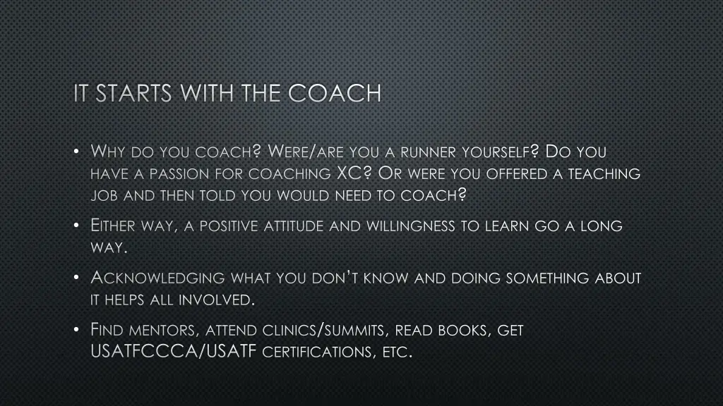 it starts with the coach