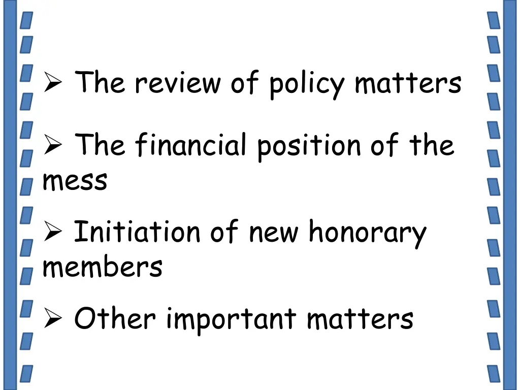 the review of policy matters