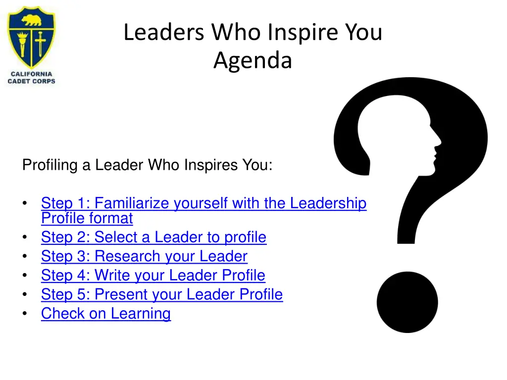 leaders who inspire you agenda