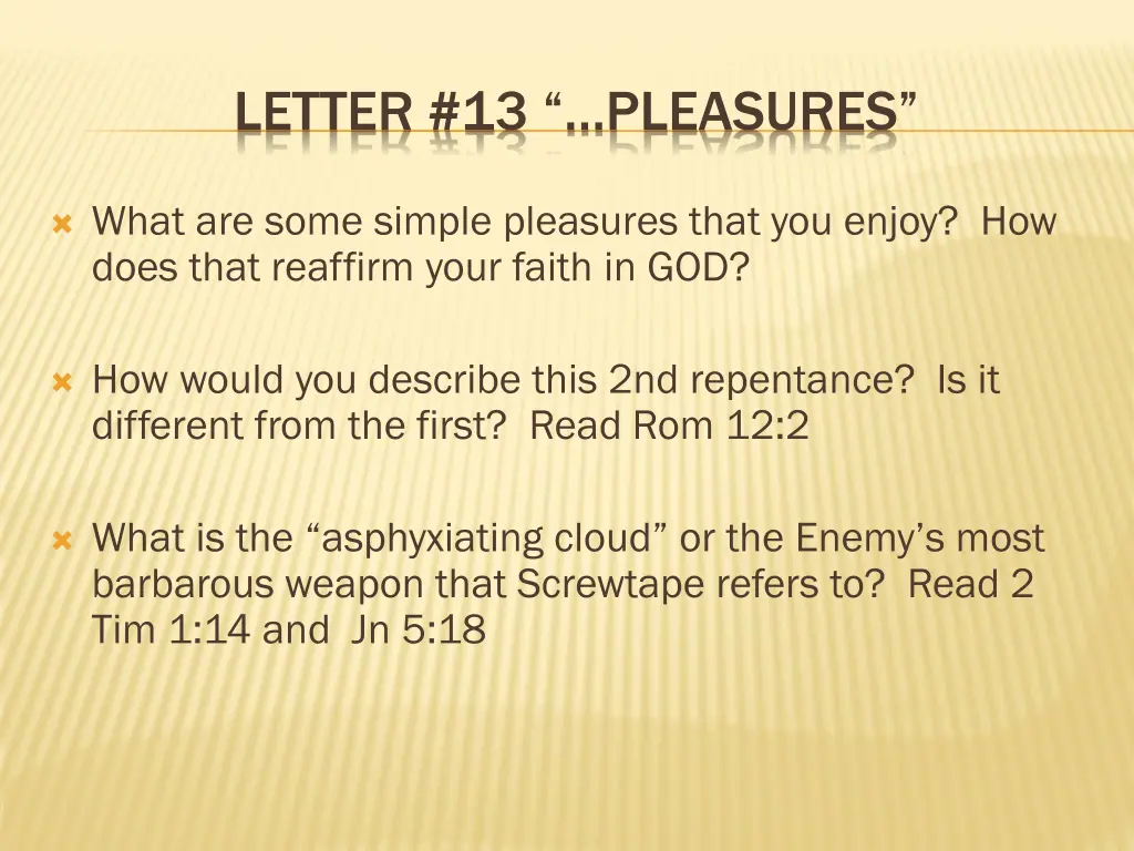 letter 13 pleasures