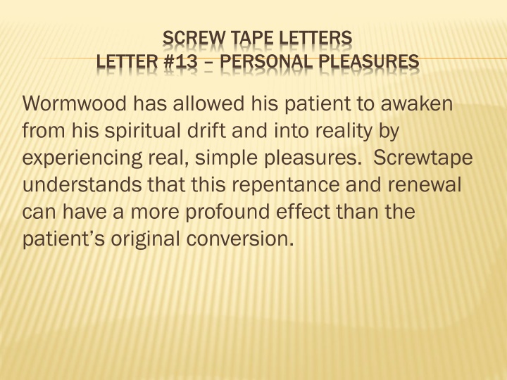 screw tape letters letter 13 personal pleasures