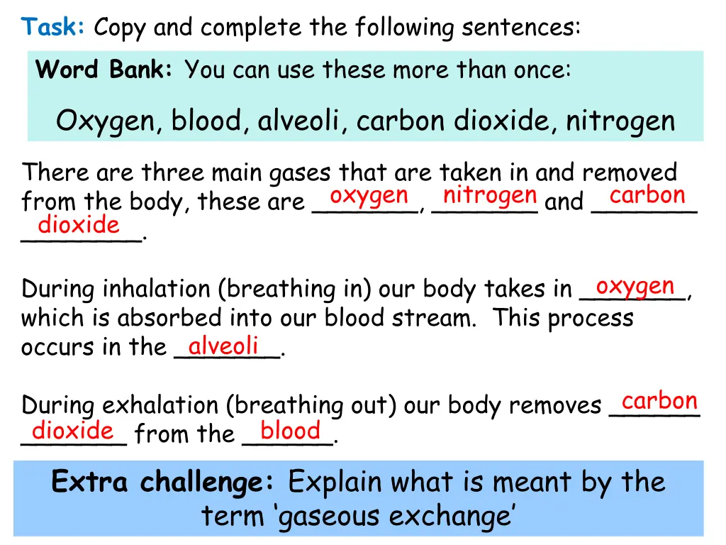 task copy and complete the following sentences