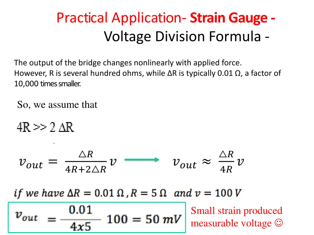 practical application strain gauge voltage