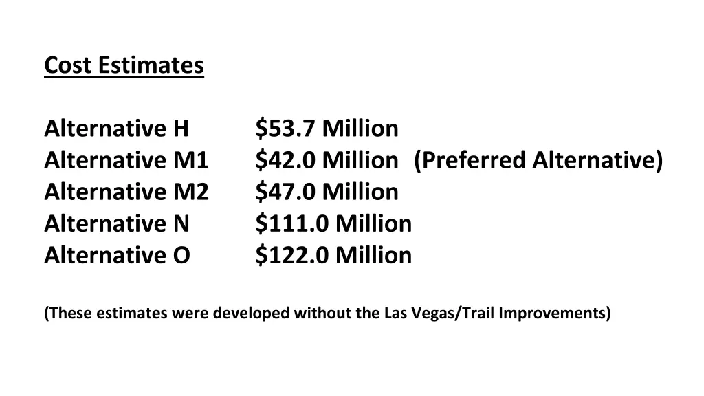 cost estimates