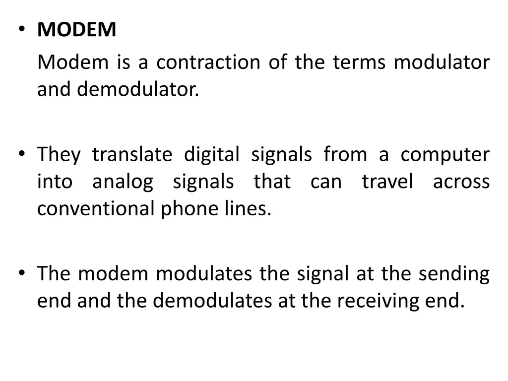 modem modem is a contraction of the terms