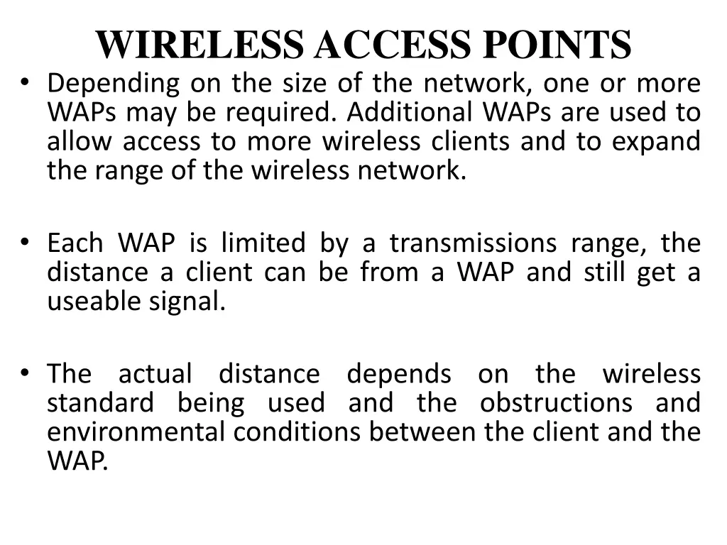 wireless access points depending on the size