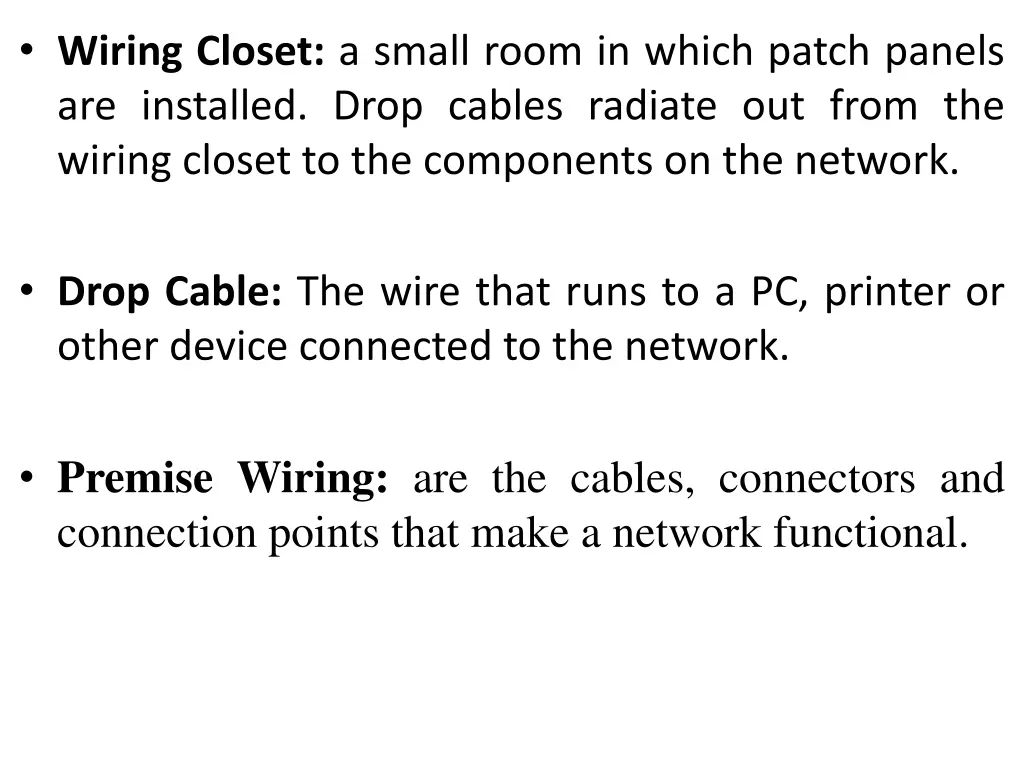 wiring closet a small room in which patch panels