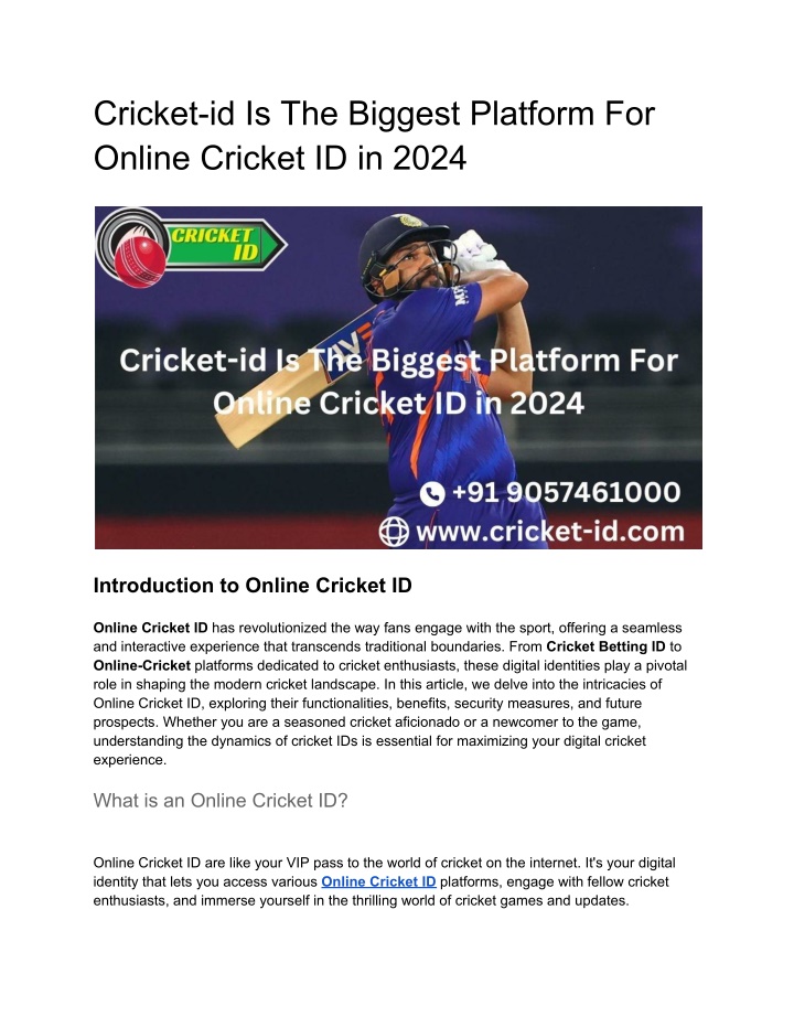 cricket id is the biggest platform for online