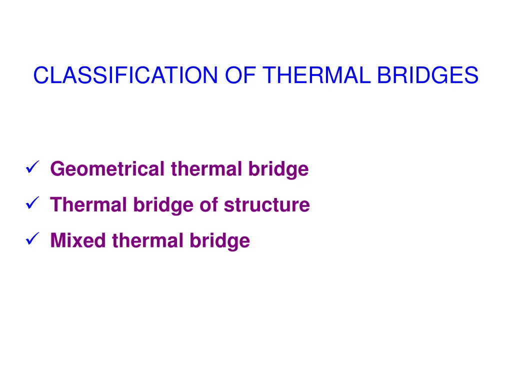 classification of thermal bridges