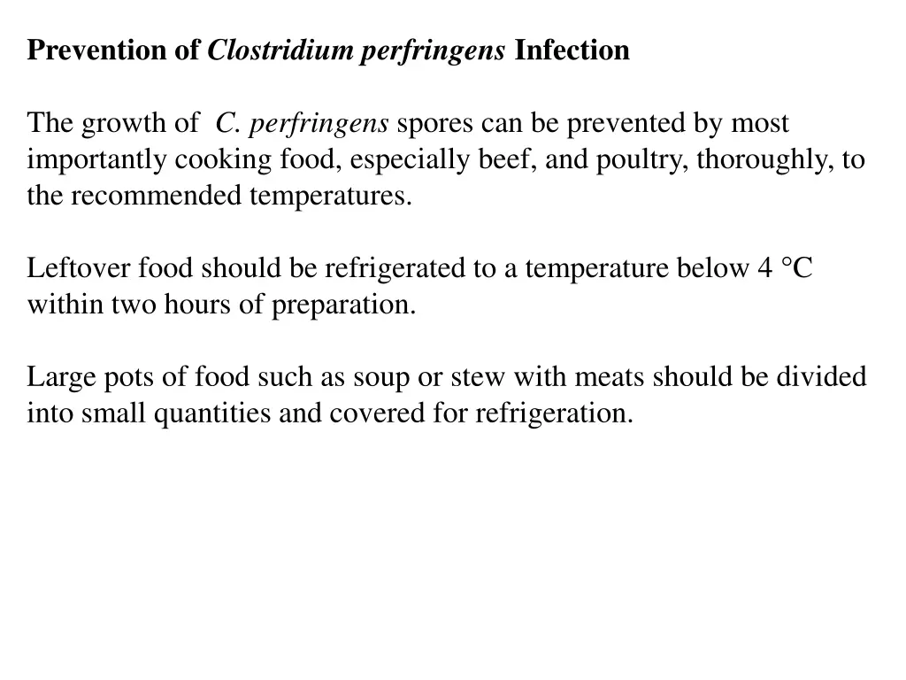 prevention of clostridium perfringens infection