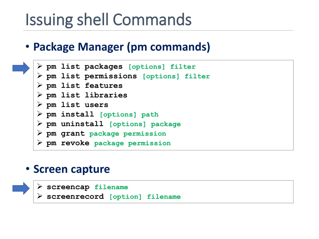 issuing shell commands issuing shell commands 1