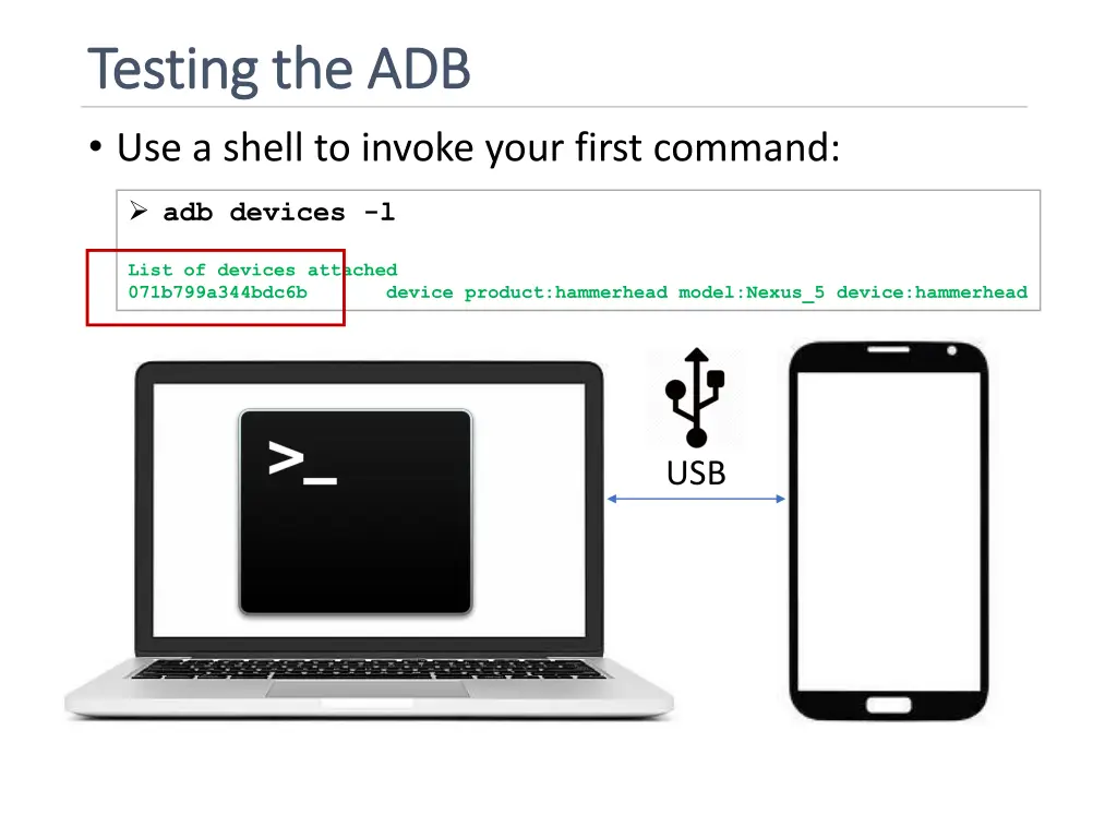 testing the adb testing the adb use a shell