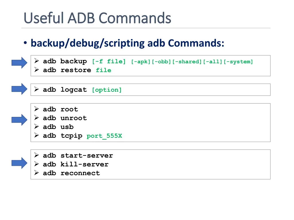 useful adb commands useful adb commands