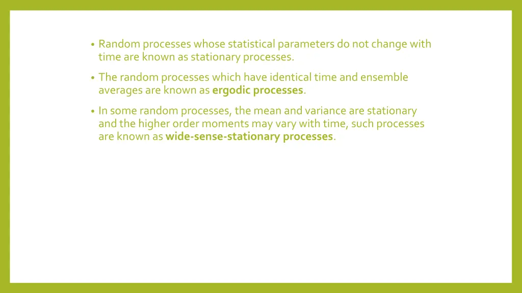 random processes whose statistical parameters