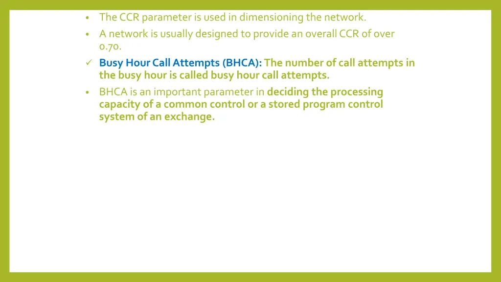 the ccr parameter is used in dimensioning