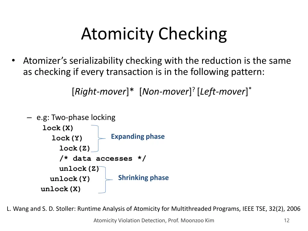 atomicity checking