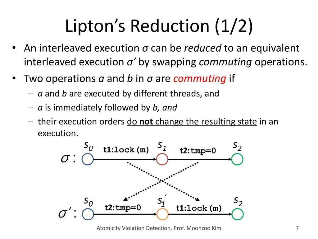 lipton s reduction 1 2 an interleaved execution