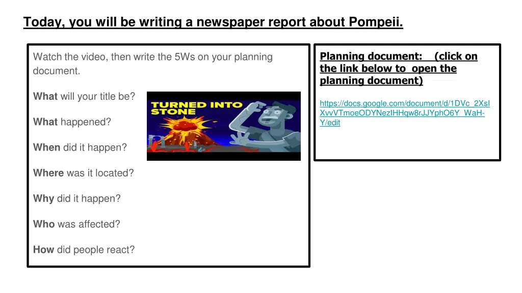 today you will be writing a newspaper report