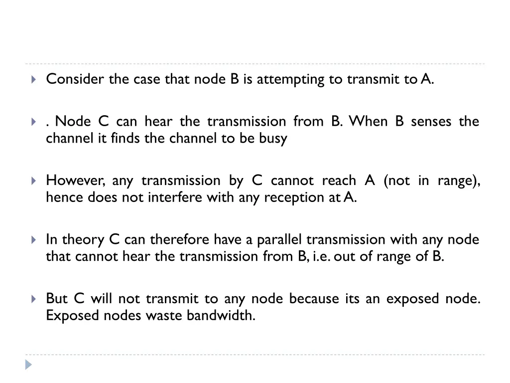 consider the case that node b is attempting