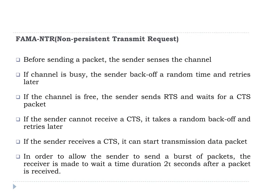 fama ntr non persistent transmit request