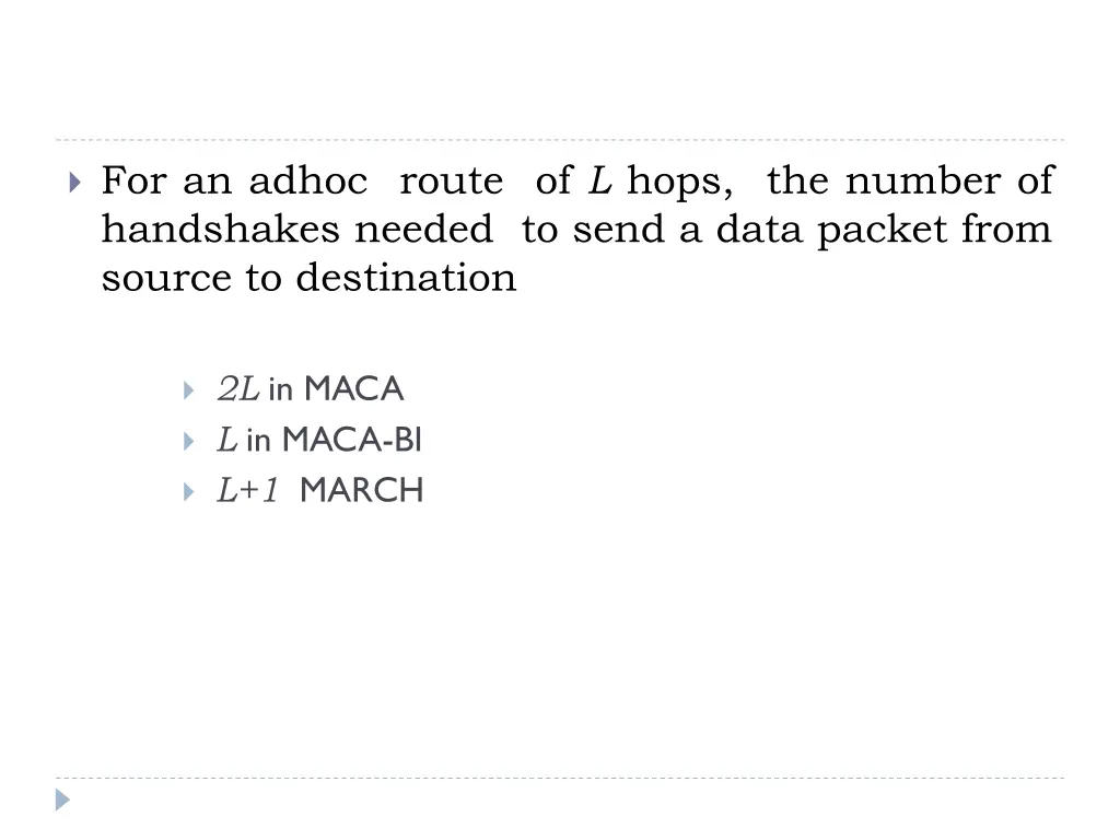 for an adhoc route of l hops the number