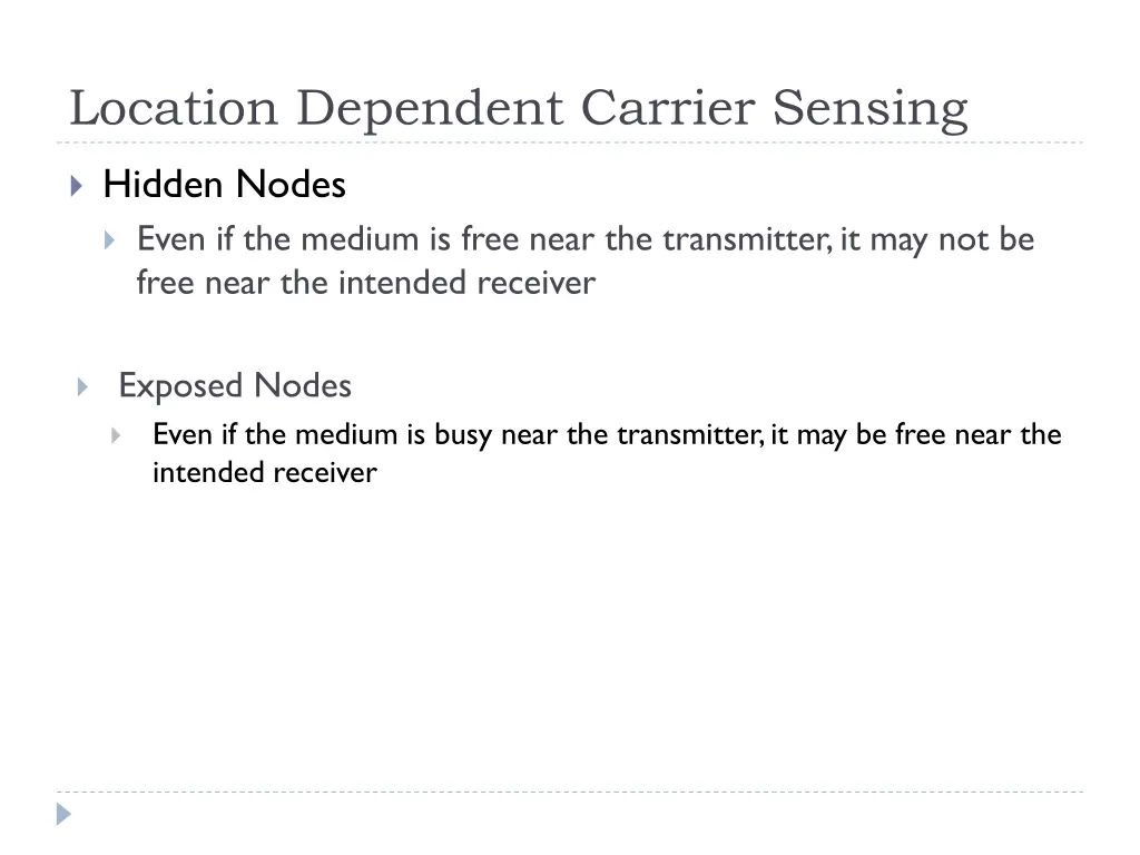 location dependent carrier sensing