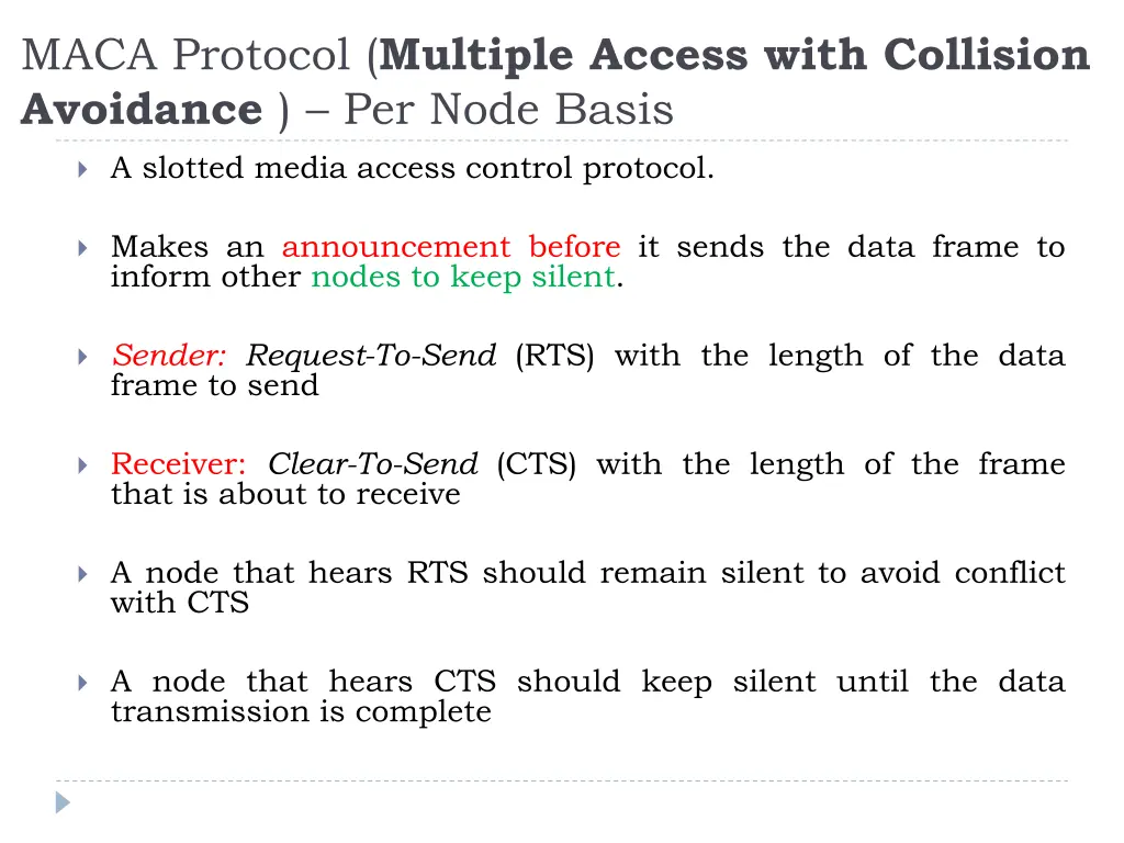 maca protocol multiple access with collision