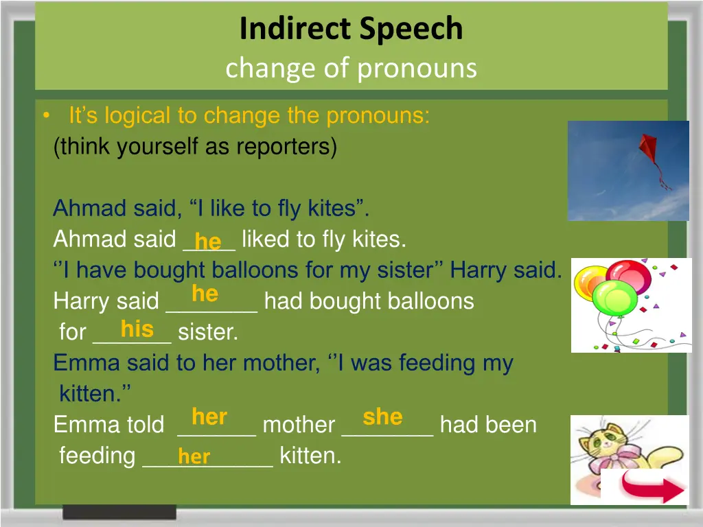 indirect speech change of pronouns 1