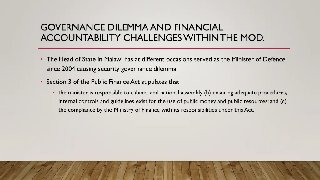 governance dilemma and financial accountability