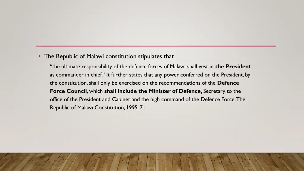 the republic of malawi constitution stipulates