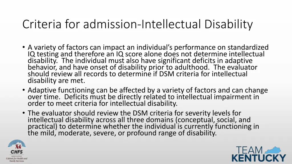 criteria for admission intellectual disability 1